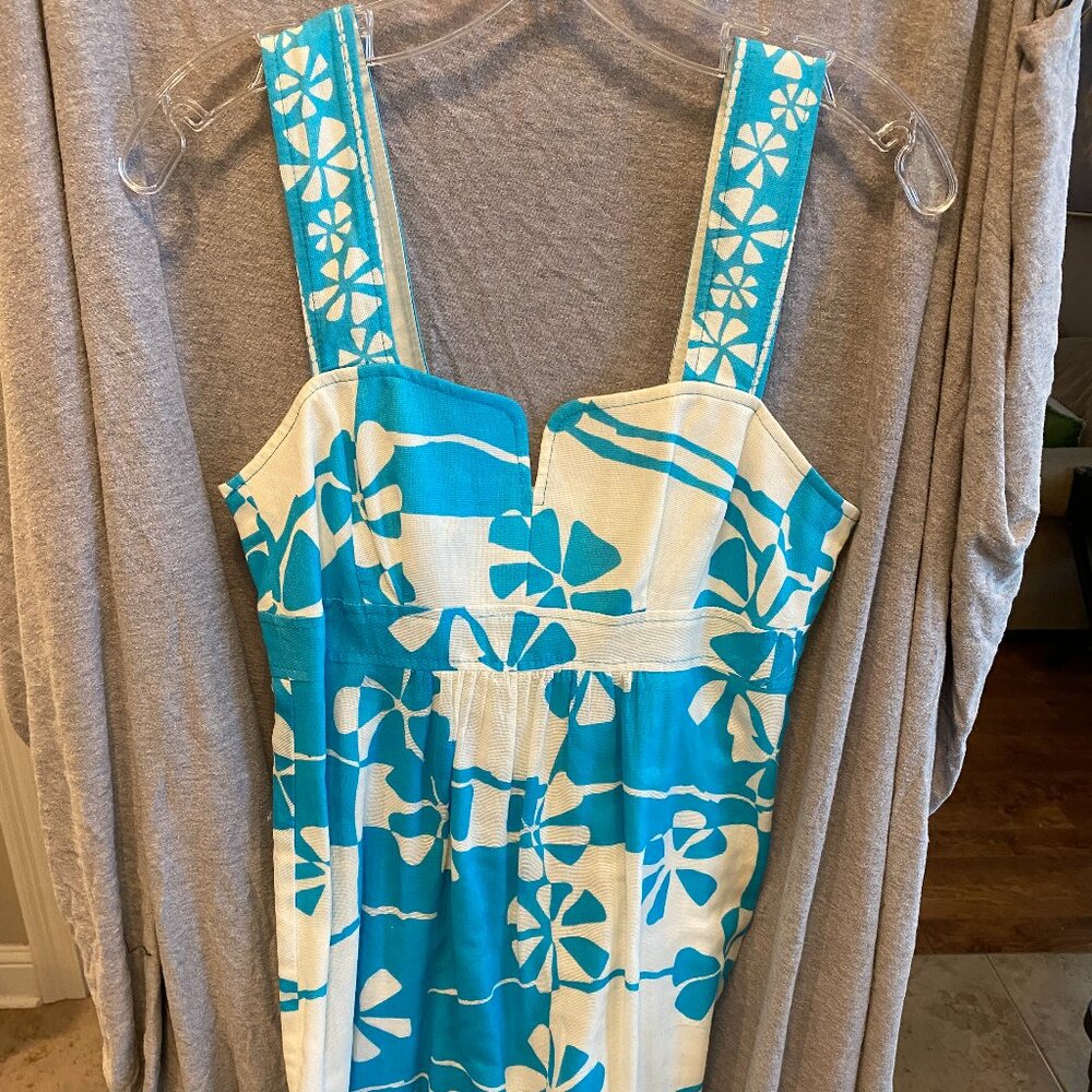 Trina Turk Elin Eyelet Floral Print Fit & Flare Summer Dress Women's Size 6
